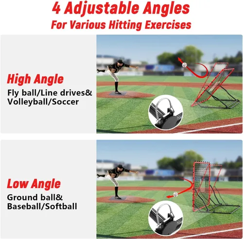 Vista 4 de Baseball Rebounder ,4x4.5FT Soccer Rebounder with 4 Adjustable Angles, 28 Bungee Cords to Adjust Elastic, Sports Equipment for