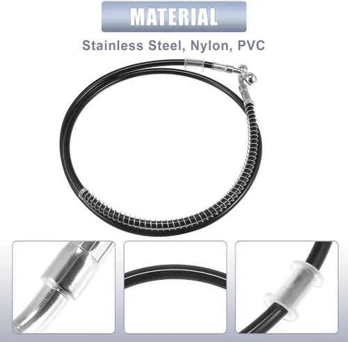 Vista 5 de Motoforti 51.18 pulgadas de longitud 0.394 in ID motocicleta línea de freno hidráulico tubo de manguera de aceite de acero inoxidable trenzado cable