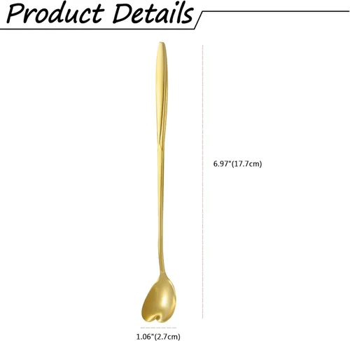 Vista 7 de NMQLX Juego de cucharas de postre, 6-16 cucharas de acero inoxidable con forma de flor de 7 pulgadas, cuchara de frutas para helado para el hogar