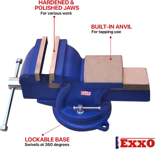 Vista 4 de EXXO Tools - Tornillo de banco de 4 pulgadas, tornillo de banco de 4 pulgadas, giratorio de 360 grados con base de bloqueo, tornillo de banco