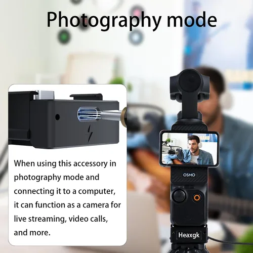 Vista 8 de Kit de trípode de liberación rápida para DJI Osmo Pocket 3, base de adaptador de carga de puerto de función completa tipo C para bolsillo 3