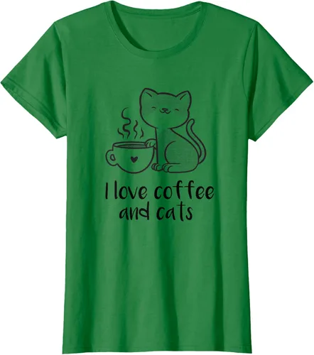 Vista 23 de I love coffee and cats Tazas de granos de café Camiseta de gato café, Blanco, S