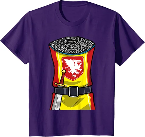 Vista 20 de Disfraz medieval de caballero de Halloween, camiseta para niños con espada de armadura, Negro, S