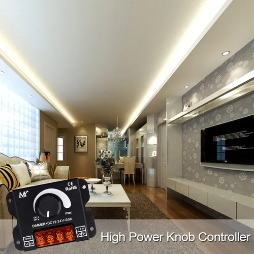 Vista 6 de Tira de luz LED DC12V-24V 30A PWM regulador de atenuación para perilla de atenuación ajustar brillo interruptor de encendido/apagado, tira LED de un