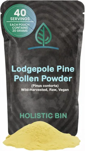 Vista 8 de Holistic Bin Polen de pino orgánico en polvo de grado farmacéutico, cosechado silvestre, polen de pino dorado de California Sin OMG, sin aditivos