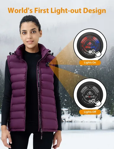Vista 8 de iHood Women's Heated Vest with Battery Pack, Heated Vest Women with Retractable Heated Hood Washable Heated Jackets for Women