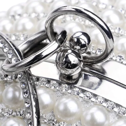 Vista 7 de Bolso de noche para mujer, bola redonda, bolso de boda, bolso de perlas artificiales Negro