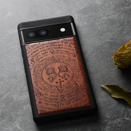 Vista 4 de Carveit Funda de madera para Pixel 6a 2022 [madera natural y TPU suave negro] a prueba de golpes, funda de madera única compatible con Google Pixel