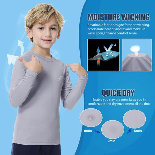 Vista 4 de MEETWEE Boys Boys Rash Guard Long Sleeve Girl UPF 50+ Sun Protection Shirt Swim Shirts Youth SPF Quick Dry Shirt Swimwear Sunsuits
