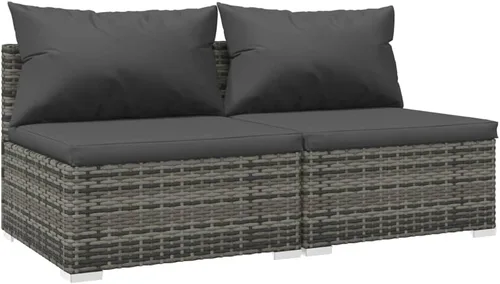 Vista 37 de 3-Seater Outdoor Rattan Sofa with Green Cushions, Brown PE Rattan Modular Design with Steel Frame, Five Back Pillows and Flat Surface for Drinks