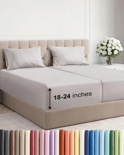 Vista 76 de Sábanas individuales de bolsillo extra profundo, sábanas transpirables y refrescantes de 3 piezas, juego de sábanas de lujo para hotel, suaves, sin