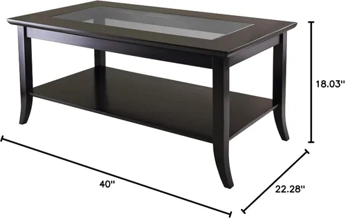 Vista 8 de Mesa para café rectangular Génova de Winsome con parte superior de vidrio