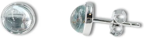 Vista 30 de Pendientes naturales de 0.236 in con chapado en oro blanco sobre plata de ley, bisel cabujón de piedras preciosas regalo de joyería para ella