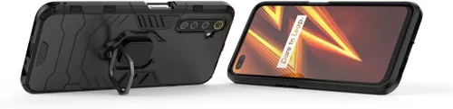 Vista 2 de LuluMain Compatible con Realme 6 Pro, soporte de metal con agarre de anillo de apoyo (funciona con soporte magnético para automóvil), cubierta Negro