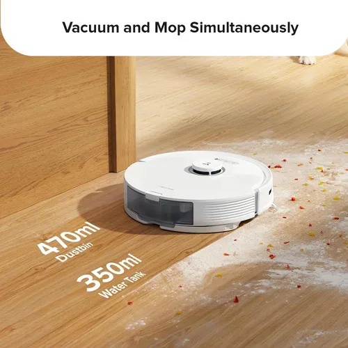 Vista 3 de roborock Q8 Max Robot aspirador y limpiador de trapeador, cepillo DuoRoll, 5500Pa fuerte succión, navegación Lidar, evitar obstáculos, blanco