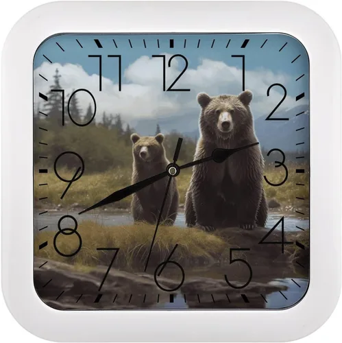 Vista 9 de 10" Square Modern Wall Clock,Animal Feathers Print Kitchen Clocks Wall Battery Operated,Silent Non Ticking Unique Funny Cute Wall Clock for Living