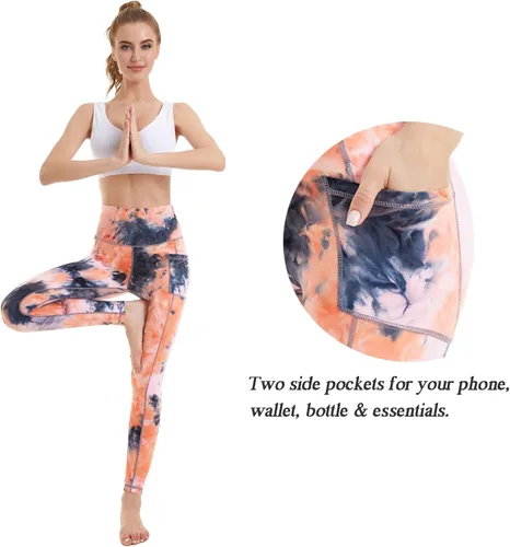 Vista 4 de iniber Pantalones de yoga de cintura alta con bolsillos para mujer, elásticos en 4 direcciones, suaves, para correr, entrenamiento, pantalones