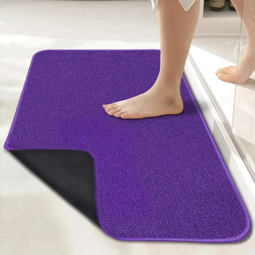 Vista 58 de Tapete de baño ultrafino, con base de goma, antideslizante, secado rápido, lavable a máquina, pelo bajo, absorbente, para ducha exterior, fregadero