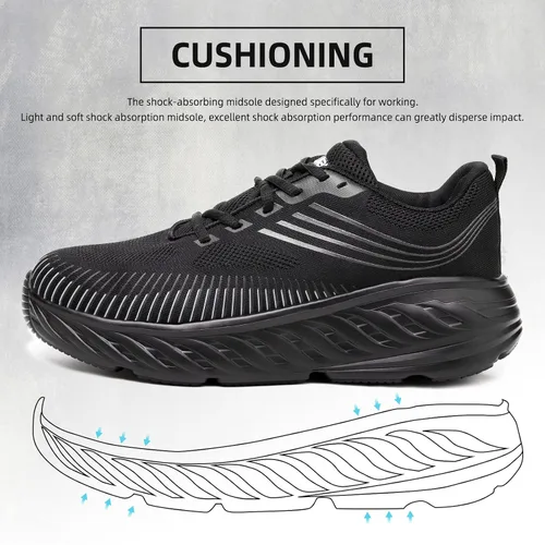 Vista 2 de Zapatos de acero extra anchos para hombre, zapatos de seguridad para hombre, zapatos de seguridad indestructibles para trabajo de construcción