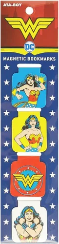 Vista 2 de Ata-Boy Marcapáginas Wonder Woman - Marcapáginas Wonder Woman, juego de marcadores magnéticos (juego de 4) Regalos y mercancía..