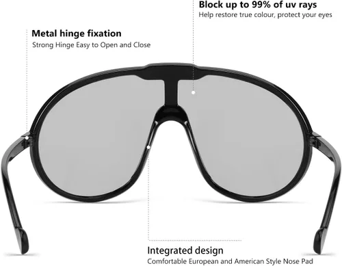 Vista 6 de Gafas de sol de gran tamaño de moda para mujeres y hombres, protección UV400
