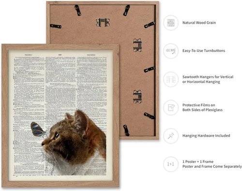 Vista 2 de Poster Master Póster artístico de diccionario, diseño de mariposa sobre gato, arte de gato y mariposa, regalo para veterinarios, amantes
