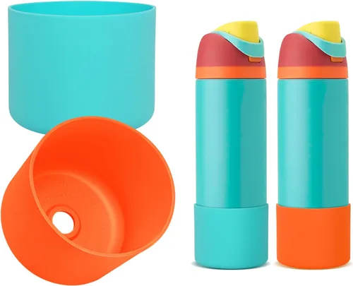 Vista 20 de 2 botas de silicona compatibles con Owala FreeSip de 24 onzas, funda protectora superior para botella de agua, reducción de ruido, cubierta inferior