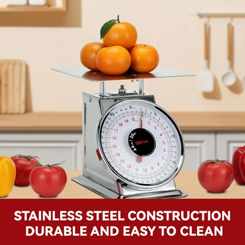 Vista 5 de Tada Báscula mecánica de cocina de acero inoxidable de 44 libras, báscula de alimentos resistente con control de porciones, báscula de alimentos