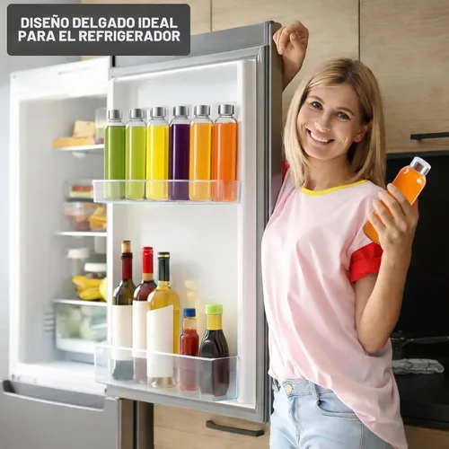 Vista 6 de Brieftons Botellas de agua de vidrio de borosilicato de 18 onzas, paquete de 6, aptas para lavavajillas, tapas de acero inoxidable a prueba