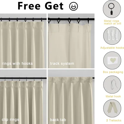 Vista 4 de Simplebrand Cortinas naturales extra largas para oscurecer la habitación del patio, 120 pulgadas de largo, 2 paneles para sala de estar, privacidad