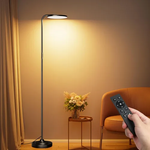 Vista 8 de SIBRILLE Lámpara de pie LED de 36 W, lámpara de pie súper brillante, moderna lámpara alta regulable con control remoto, lámpara de pie de lectura