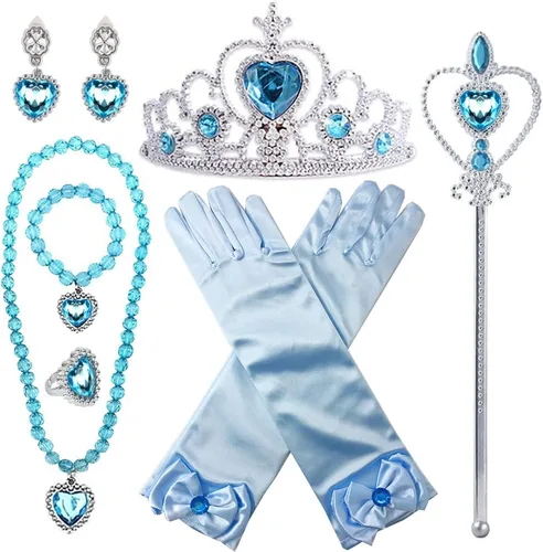 Vista 15 de Disfraz de Miércoles para Niñas Accesorios de Disfraz para Niñas Miércoles Guantes Tiara Corona Collar Varita Aretes Pulsera Anillo Niños Halloween