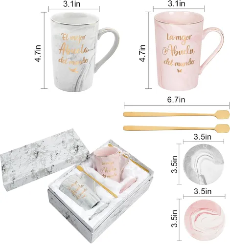 Vista 7 de Maustic Abuela Abuelo Regalos en español, Las Mejores Tazas de Café de Abuela y Abuelo, Tazas de Café de la Mejor Abuela y Abuelo del Mundo, Regalos