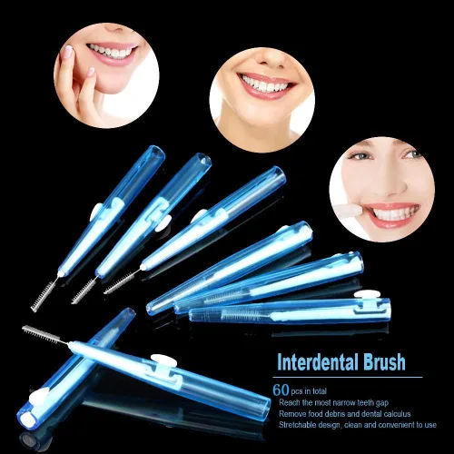 Vista 3 de Cepillo interdental Push-Pull 0.7 MM Dental Pick Limpiadores interdentales Alambre de ortodoncia Palillo de dientes Cepillo de dientes Cuidado Oral