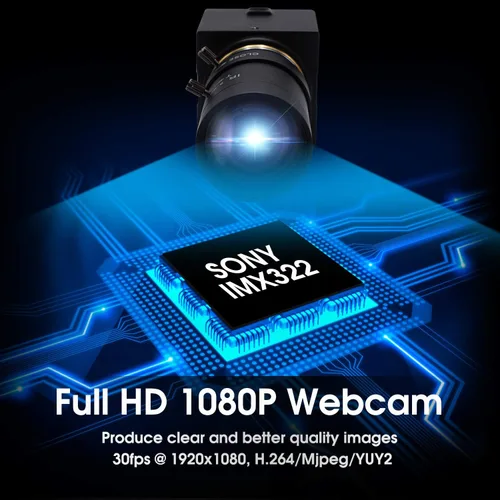 Vista 4 de SVPRO Cámara web USB 1080P HD con lente de zoom de 2.8 a 0.472 in, cámara web de enfoque manual para computadora, cámara H.264 de poca luz