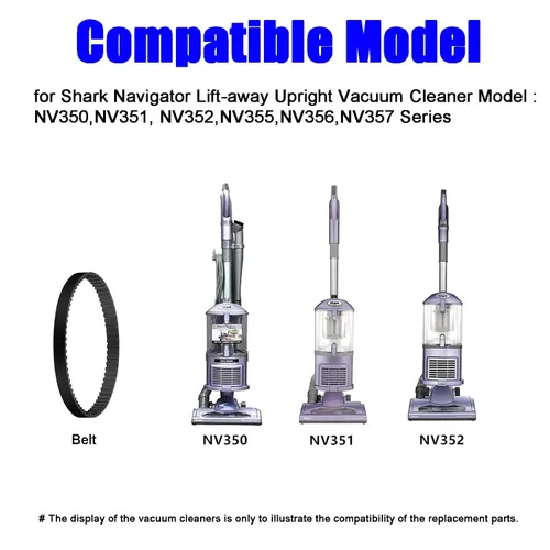 Vista 3 de 2 correas de vacío de repuesto compatibles con Shark Navigator NV350 NV351 NV352 NV353 NV355 NV356 NV357 NV360 NV22 NV42 NV44 NV46 UV400 UV410 UV420