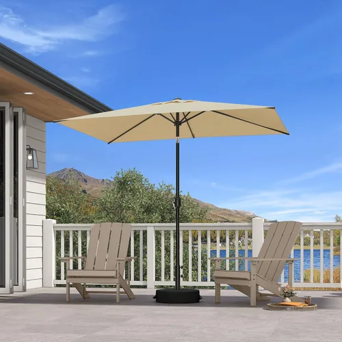 Vista 48 de PURPLE LEAF Sombrilla LED para patio y piscina, 5 x 8 pies, con base para Beige