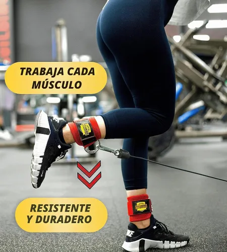 Vista 2 de Correas de tobillo para máquinas de cable, correas de tobillo ergonómicas para entrenar - Correa de tobillo con respaldo de glúteos, puños