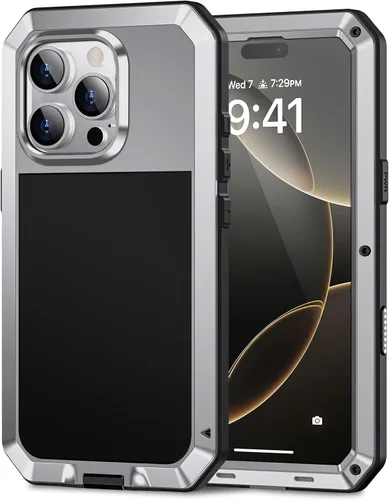 Vista 20 de Lanhiem Funda para iPhone 7 Plus/8 Plus, resistente a los golpes, [Tough Armour], funda de metal con protector de pantalla integrado, funda Negro