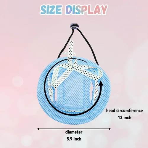 Vista 2 de Sombrero para perros extra pequeños para llevar cachorros con agujeros para las orejas y correa para la barbilla, sombrero de visera para perro Azul