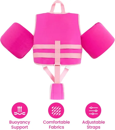Vista 5 de Gogokids Chaleco de natación para niños que aprenden a nadar, flotadores para niños pequeños para niñas y niños de 20 a 50 libras, chaqueta