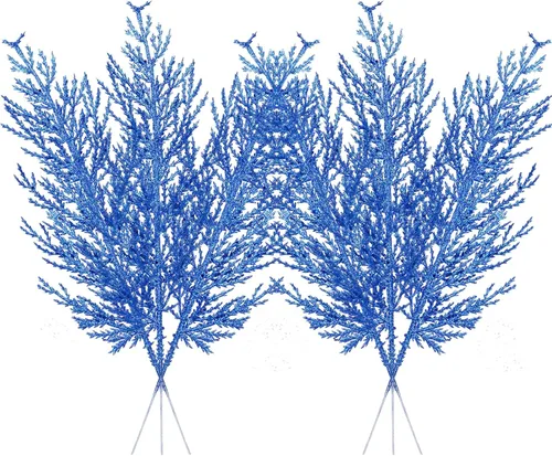 Vista 13 de Tallos de bayas con purpurina navideña, 24 piezas de púas artificiales para rellenos de adornos de árbol de Navidad, coronas de Navidad Dorado