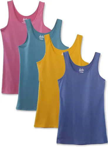 Vista 9 de Kalon Paquete de 4 camisetas sin mangas con cuello redondo para mujer