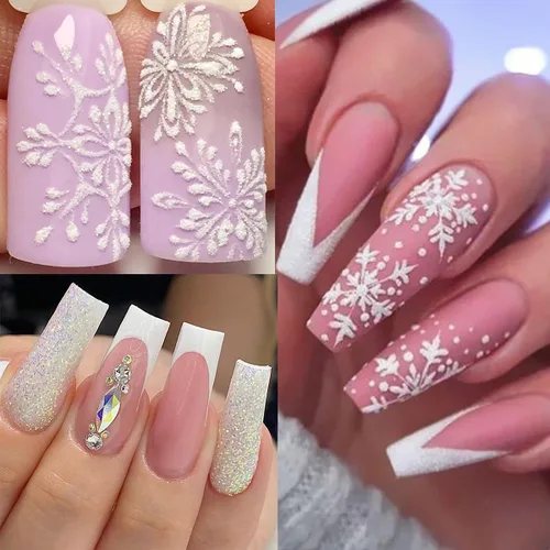 Vista 2 de Polvo de purpurina para uñas de azúcar blanco superfino para diseño de uñas de copo de nieve de Navidad, efecto brillante de azúcar, copos