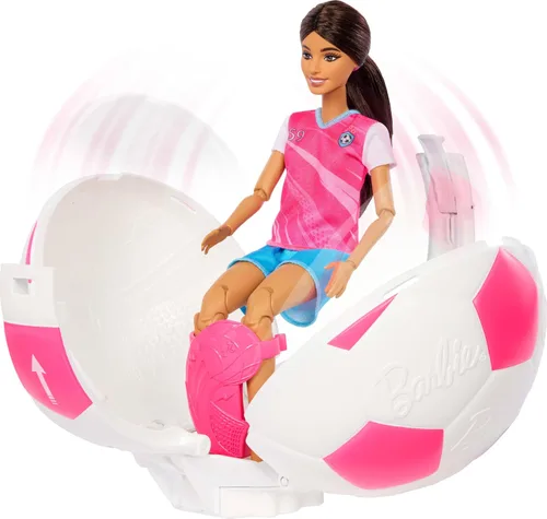 Vista 4 de Barbie Muñeca y accesorios para jugador de fútbol Team Roll and Reveal