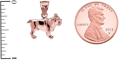 Vista 3 de Collar con colgante de bulldog de oro rosa de 10 quilates