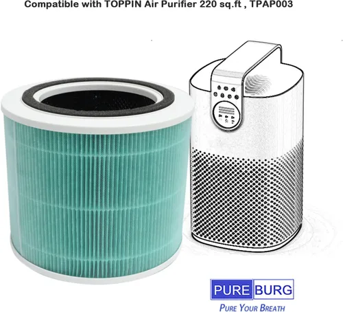 Vista 2 de PUREBURG Filtros de repuesto compatibles con TOPPIN Comfy Air Bridge 2 TPAP003 purificador de aire, 2 unidades H13 HEPA de carbón activado
