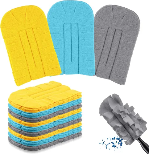 Vista 13 de Zubebe 12 piezas de repuesto de plumero de forro polar reutilizables, plumeros planos de plumas, almohadillas de limpieza lavables para múltiples