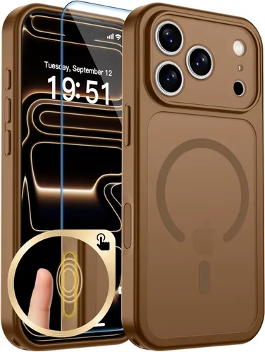Vista 198 de zapica Funda magnética para iPhone Air, con protector de pantalla de vidrio templado, compatible con MagSafe, translúcida mate, a prueba de golpes