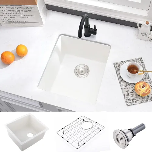 Vista 10 de Fregadero de barra negro Undermount-VASOYO - Fregadero de cocina pequeño de 10 x 18 pulgadas, fregaderos de cocina para exteriores, para caravana